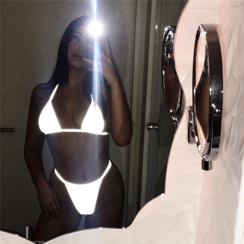 Women's reflective lace sexy thong suit