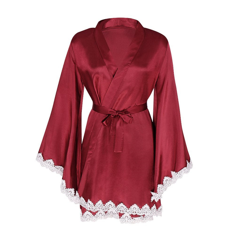 Sexy Long Sleeve Pajamas With Lace Sleeves