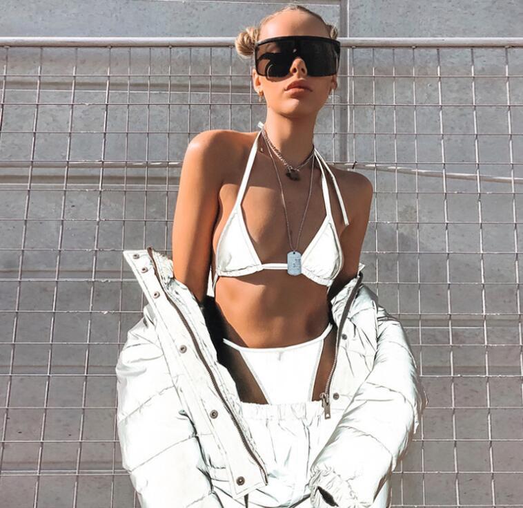 Women's reflective lace sexy thong suit